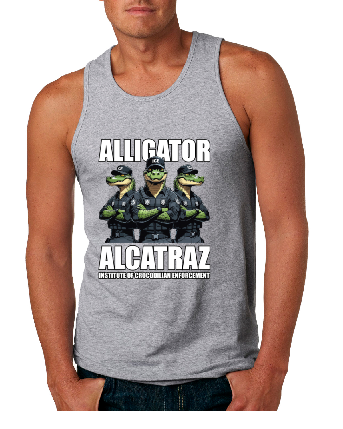 Camiseta sin mangas Alligator Alcatraz Florida Institute of Crocodrilian Enforcement para hombre - Imagen 5 de 9