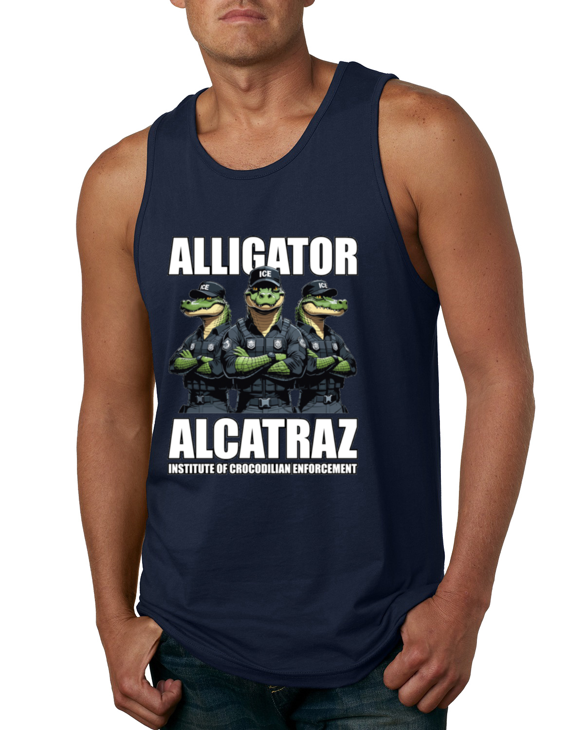 Camiseta sin mangas Alligator Alcatraz Florida Institute of Crocodrilian Enforcement para hombre - Imagen 6 de 9