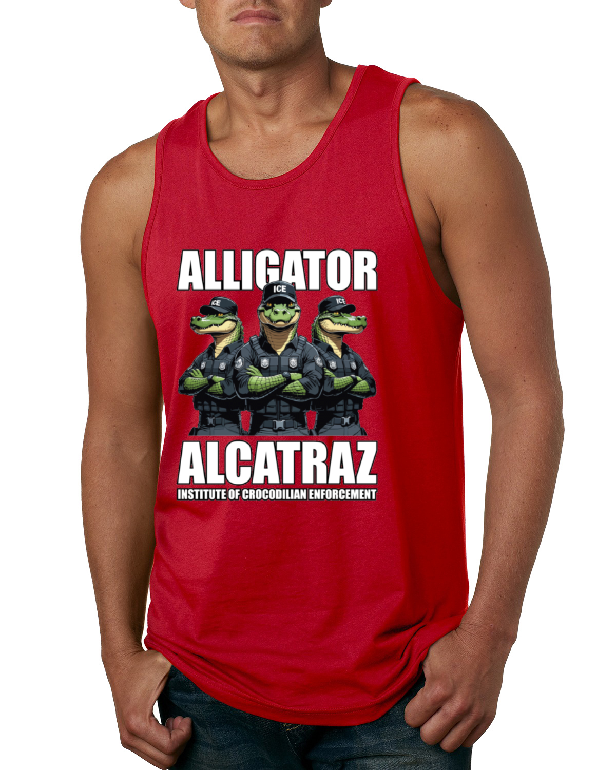 Camiseta sin mangas Alligator Alcatraz Florida Institute of Crocodrilian Enforcement para hombre - Imagen 7 de 9