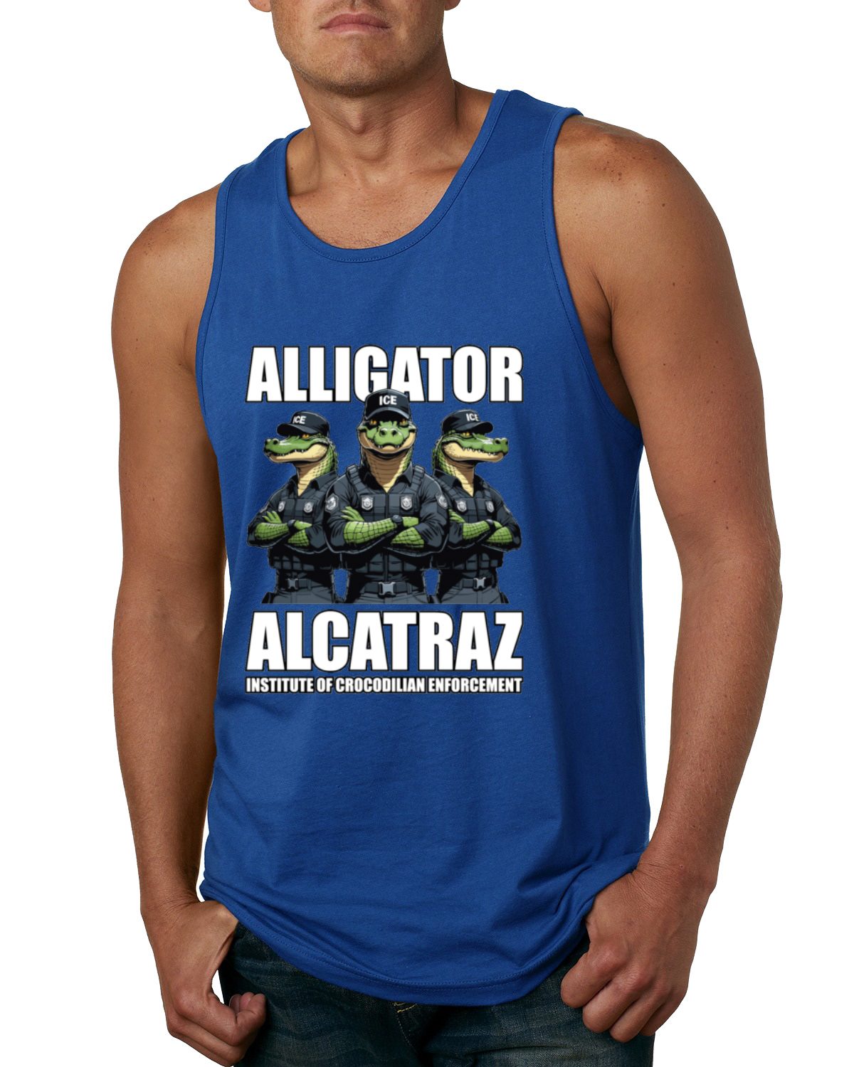 Camiseta sin mangas Alligator Alcatraz Florida Institute of Crocodrilian Enforcement para hombre - Imagen 8 de 9