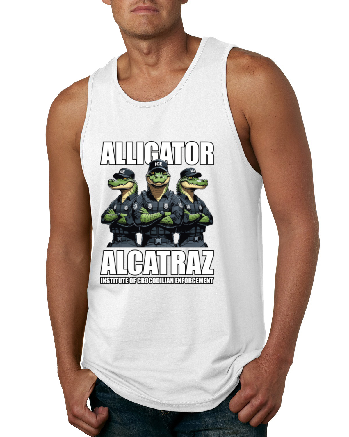 Camiseta sin mangas Alligator Alcatraz Florida Institute of Crocodrilian Enforcement para hombre - Imagen 9 de 9
