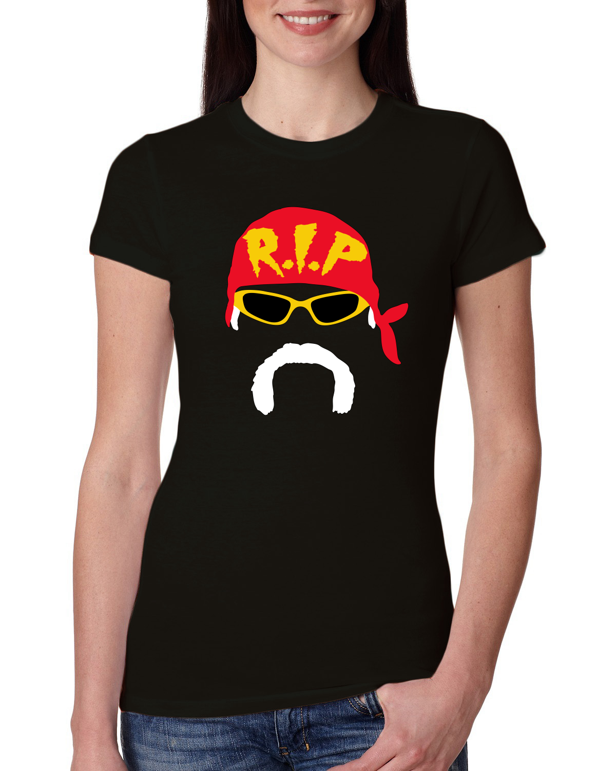 RIP Silhouette Wrestling Legend Mania Womens Slim Fit Junior Tee - Picture 3 of 3
