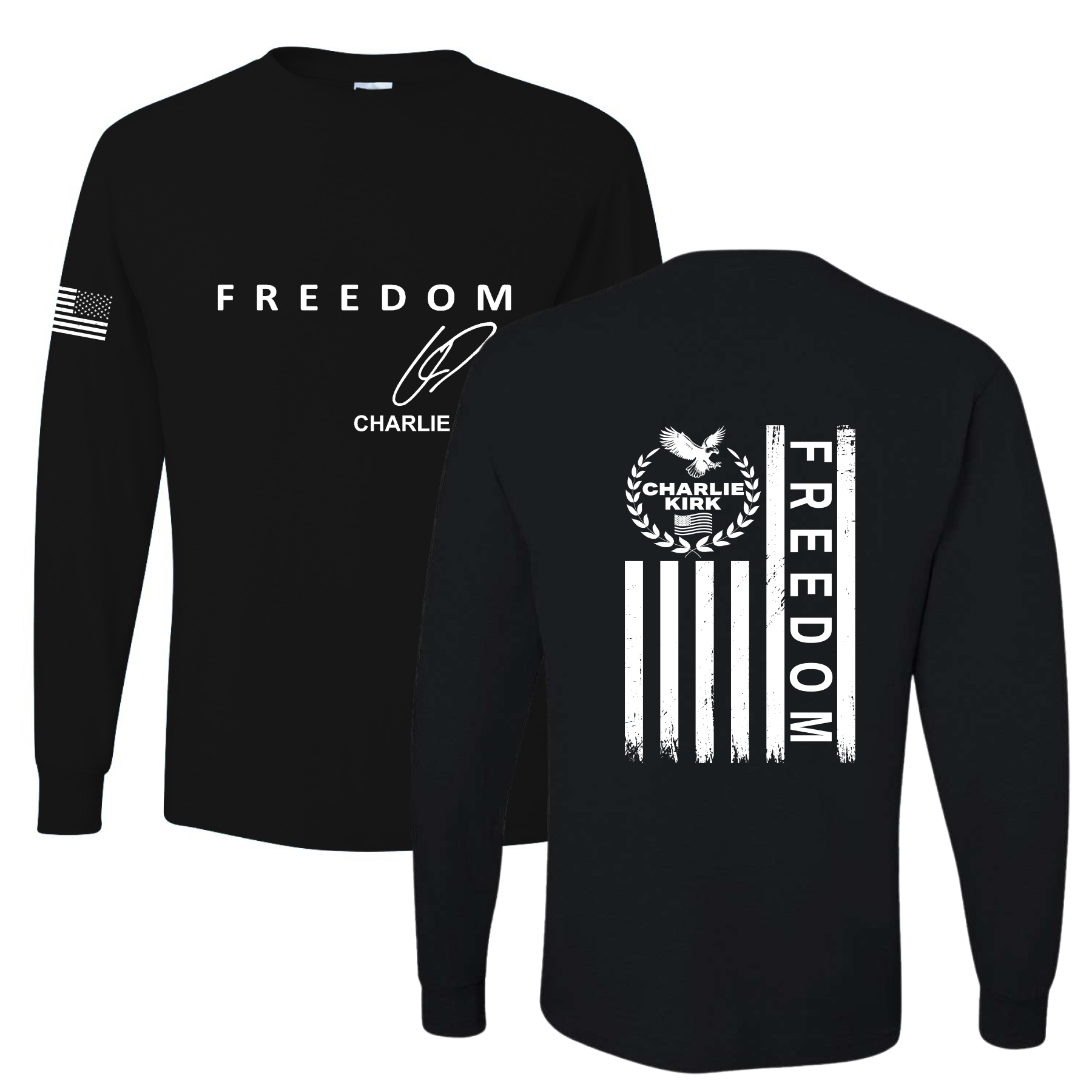 Charlie Kirk Freedom Mens Long Sleeve Shirt