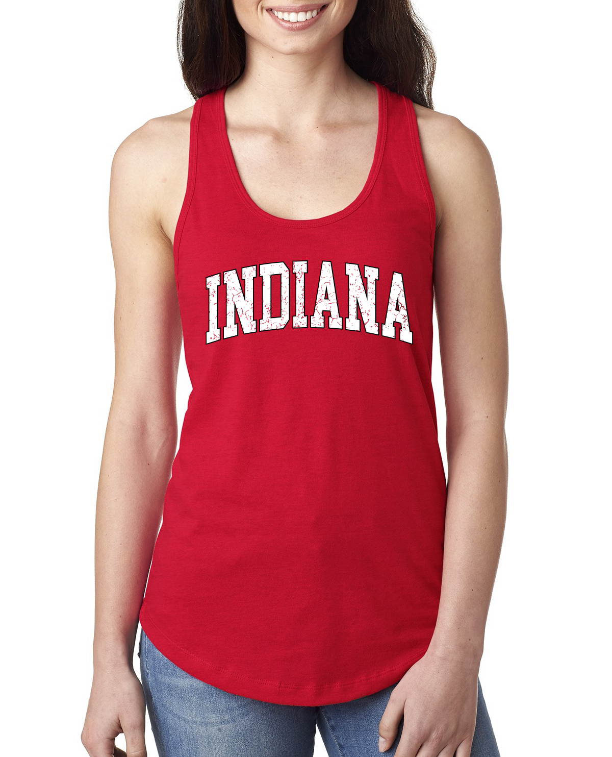 Vintage Indiana Classic Retro Distressed IN Sports Ladies Racerback Tank Top