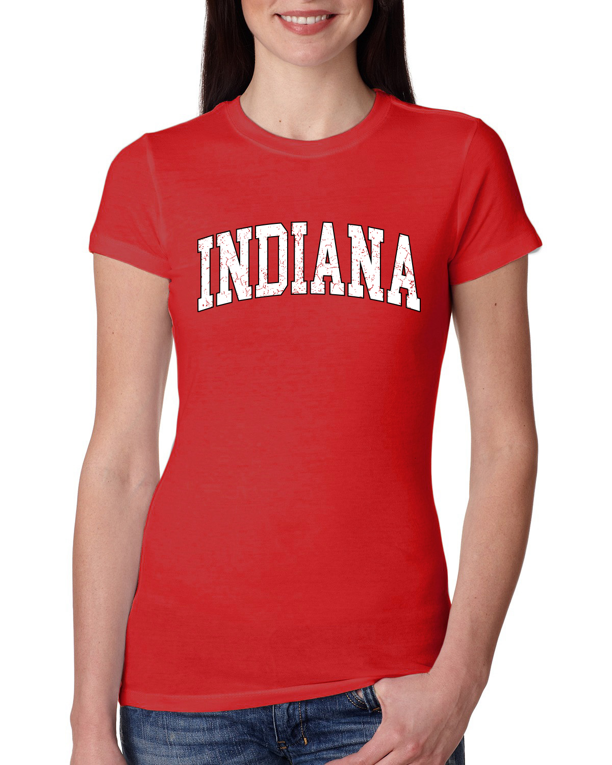 Vintage Indiana Classic Retro Distressed IN Sports Womens Slim Fit Junior Tee
