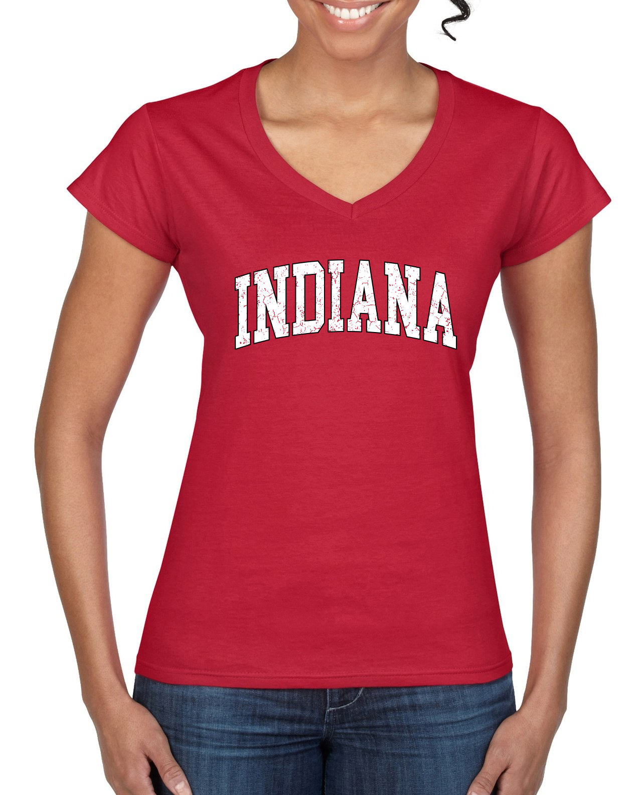 Vintage Indiana Classic Retro Distressed IN Sports Women’s Standard V-Neck Tee