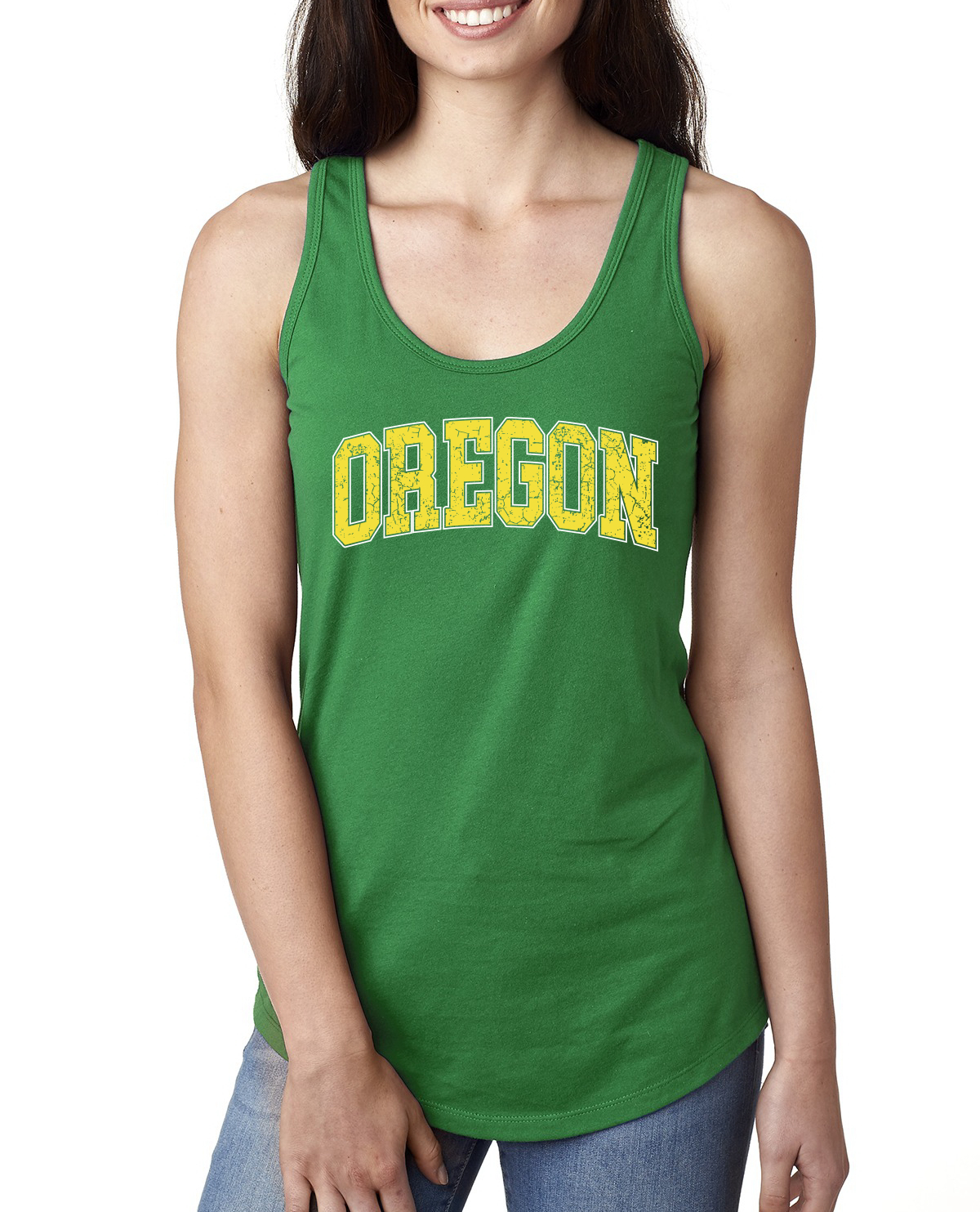 Vintage Oregon Classic Retro Distressed OR Sports Ladies Racerback Tank Top