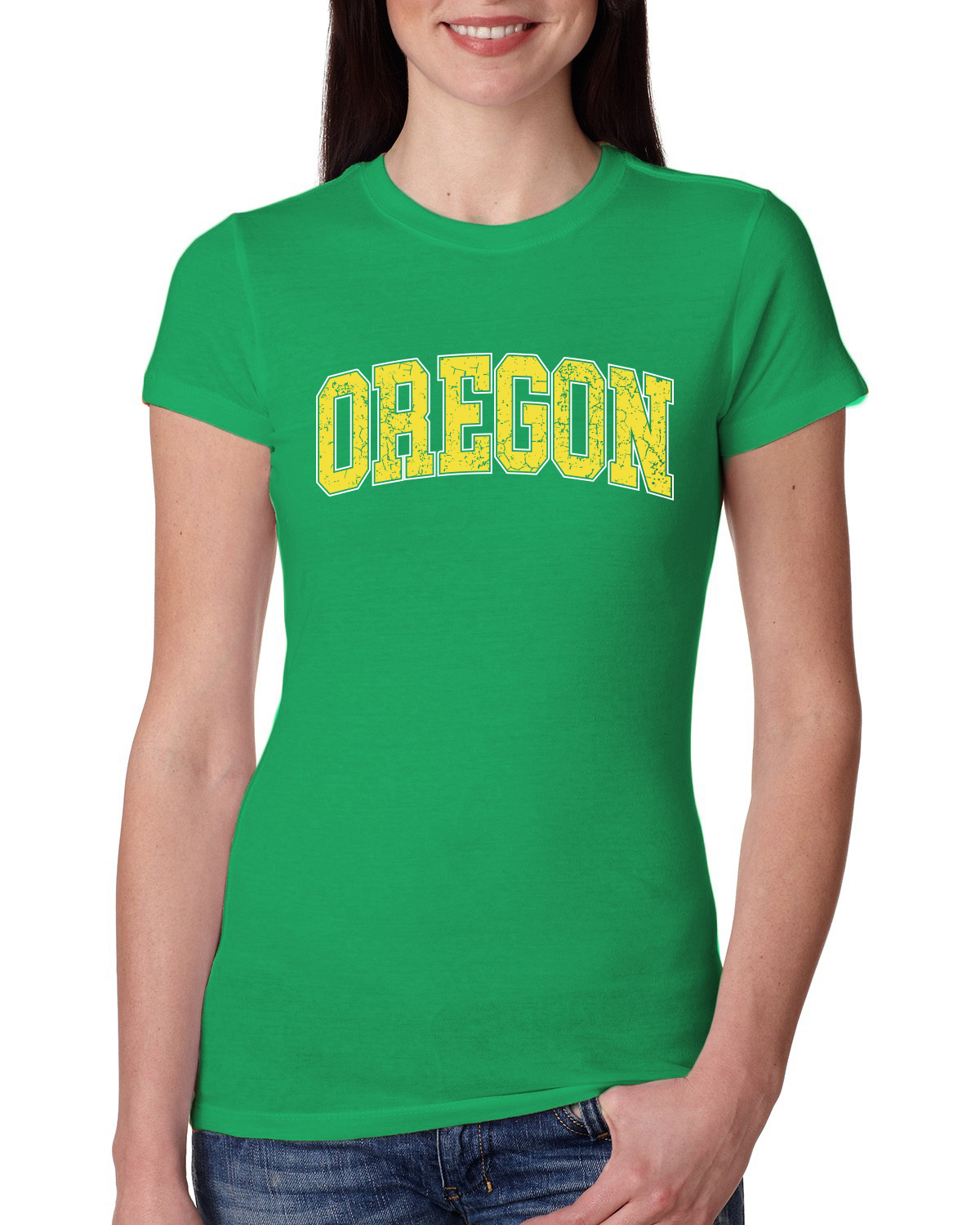 Vintage Oregon Classic Retro Distressed OR Sports Womens Slim Fit Junior Tee