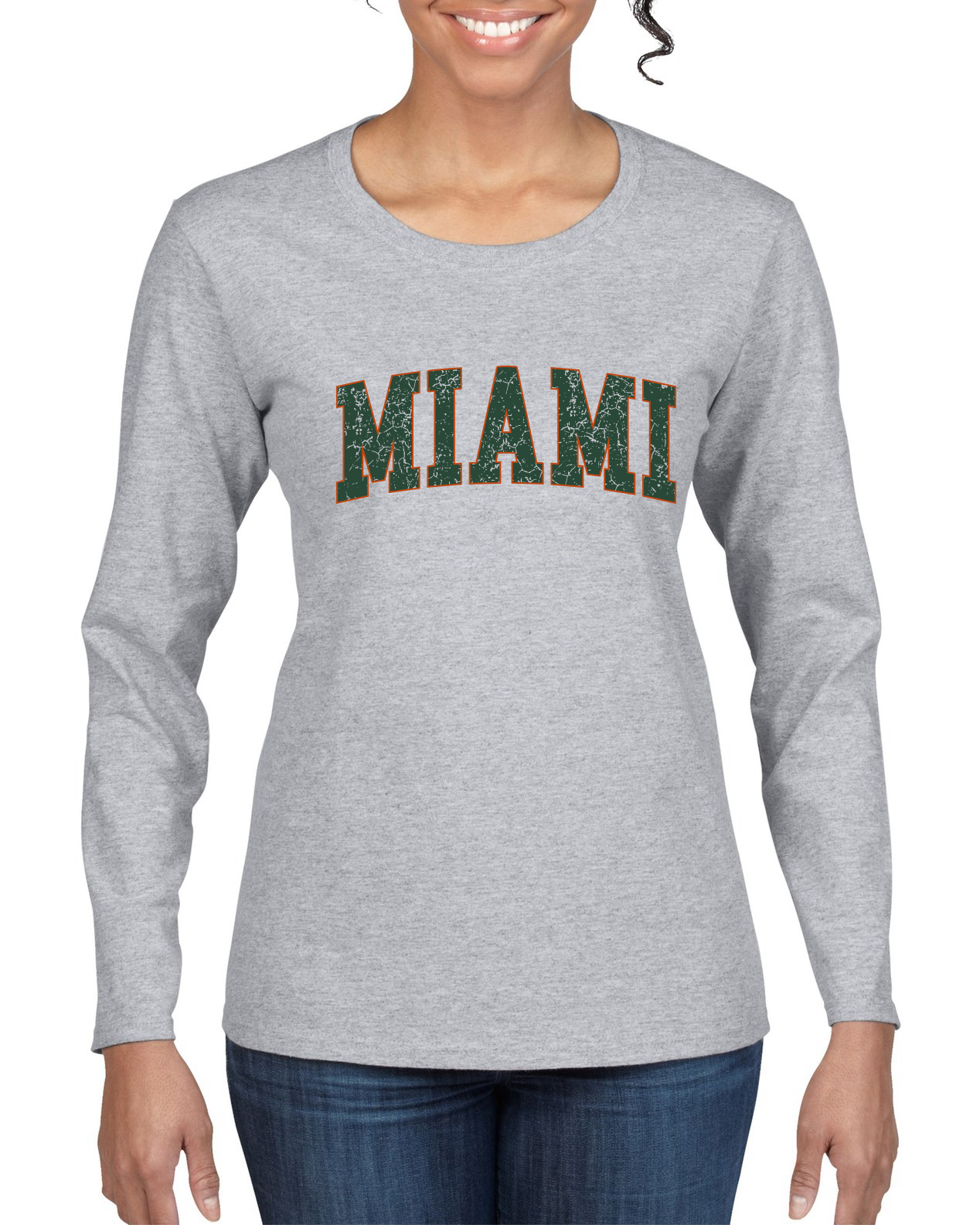 Vintage Miami Classic Retro Distressed Sports Womens Long Sleeve T-Shirt