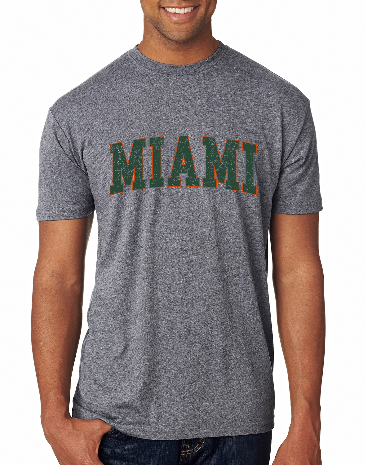 Vintage Miami Classic Retro Distressed Sports Mens Premium Tri Blend T-Shirt