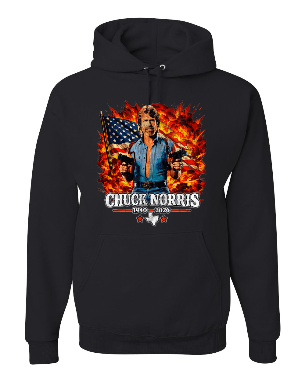 Chuck Norris 1940-2026 American Flag Memorial Tribute RIP Hoodie