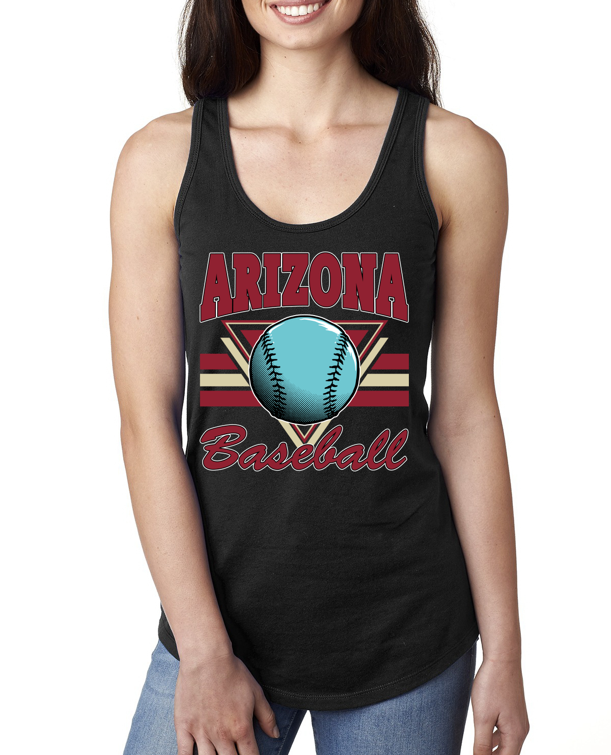 American Baseball Fan Retro Vintage Game Day Sports Ladies Racerback Tank Top
