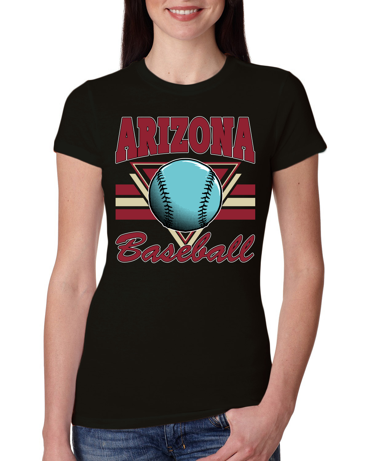 American Baseball Fan Retro Vintage Game Day Sports Womens Slim Fit Junior Tee