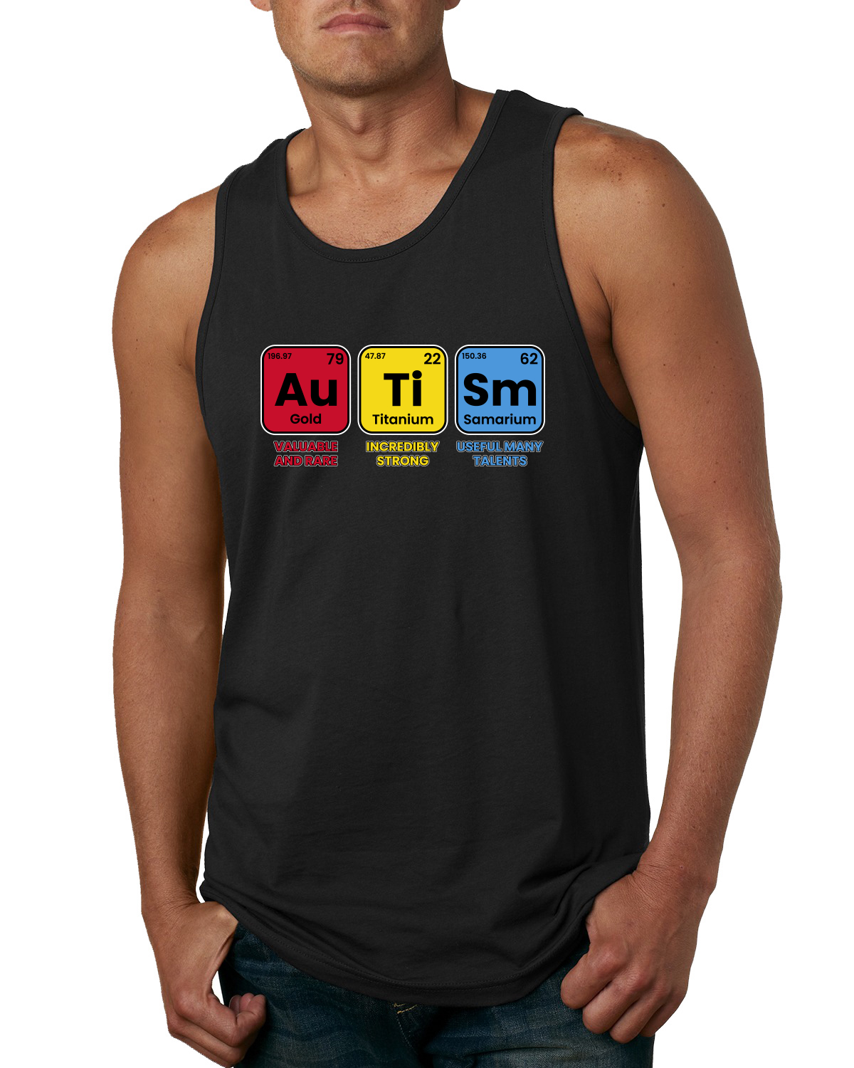 Autism Elements Periodic TableValuable Rare Strong Mens Tank Top - Picture 3 of 9