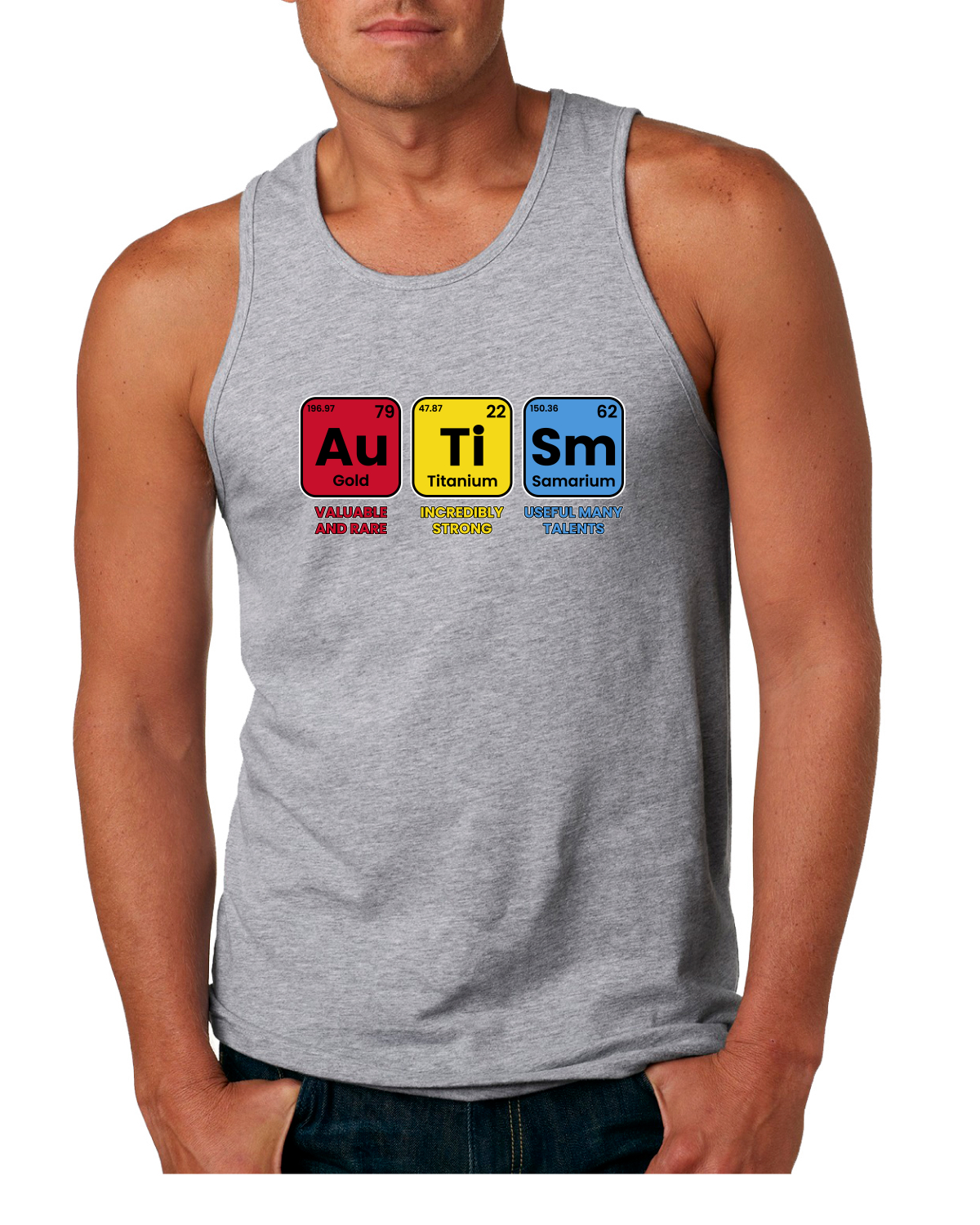 Autism Elements Periodic TableValuable Rare Strong Mens Tank Top - Picture 5 of 9