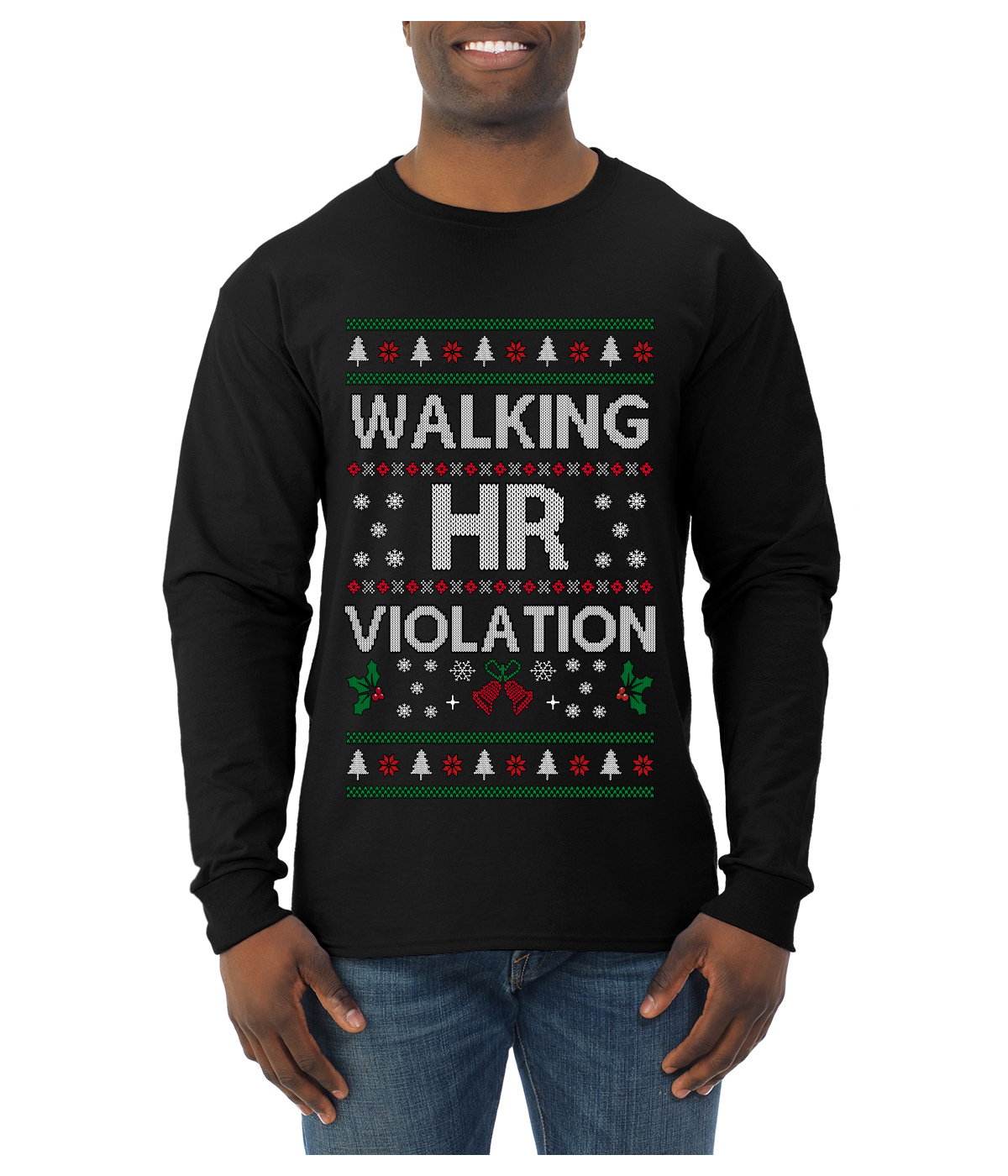 Walking HR Violation Funny Ugly Christmas Mens Long Sleeve Shirt
