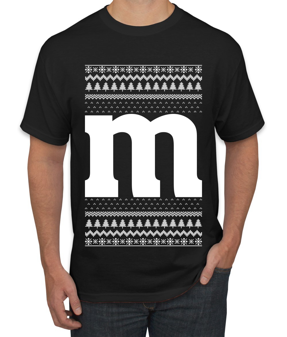 Letter M Christmas Candy Ugly Christmas Men’s T-Shirt