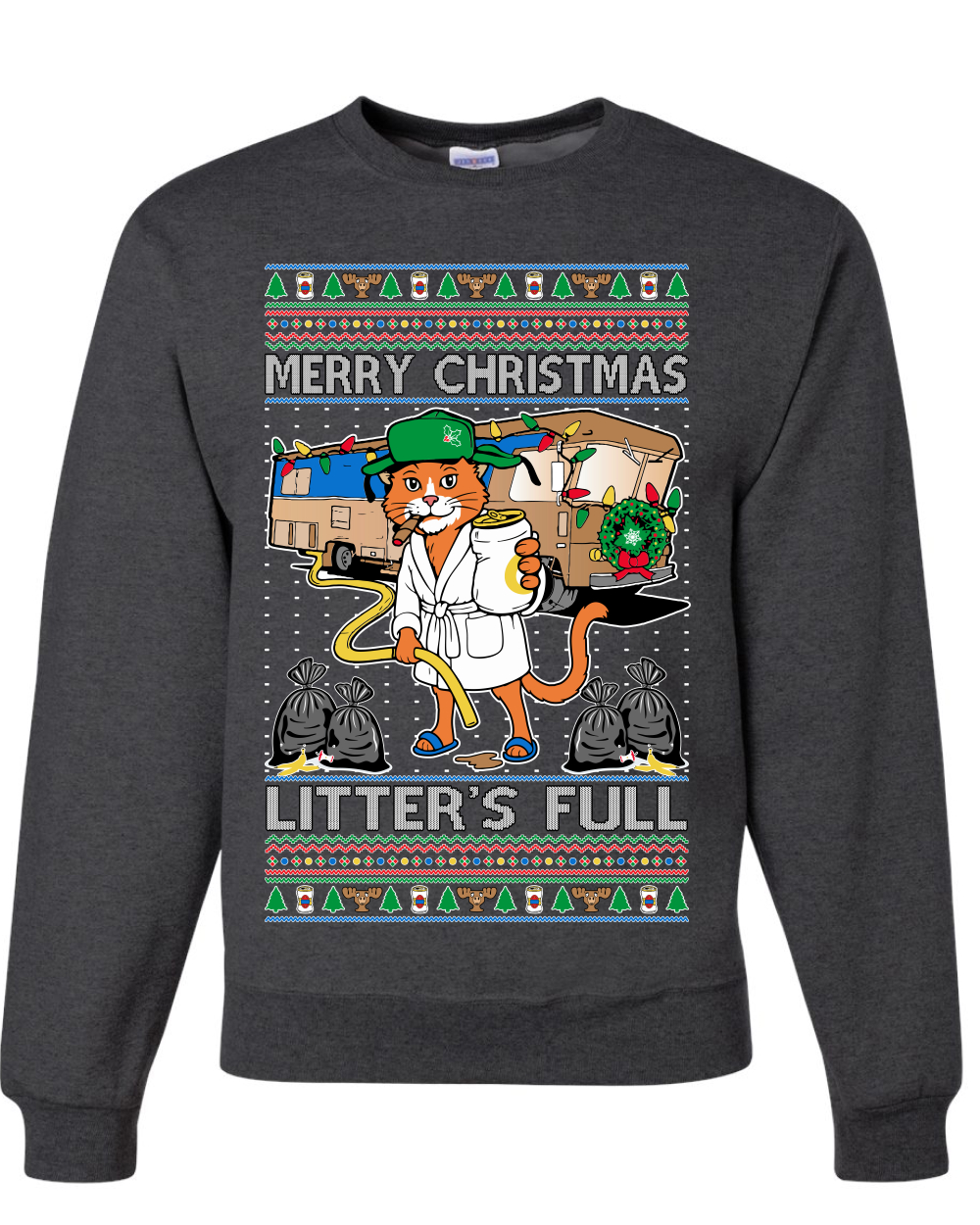 Litters Full Cat Ugly Christmas Sweater Unisex Crewneck Swea